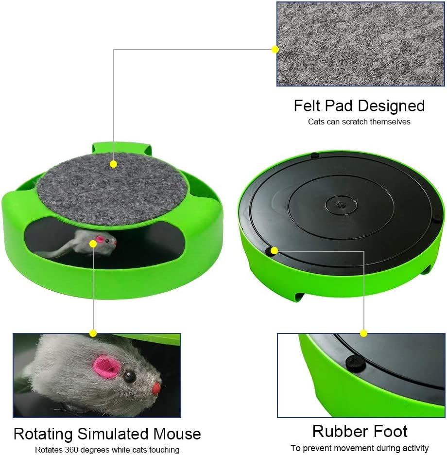 Kole KI-OC992 Cat Scratch Pad Spinning Toy with Mouse, One Size